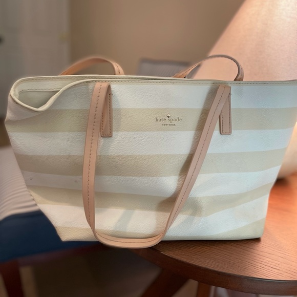 Kate spade cream and tan striped bag - Picture 2 of 2